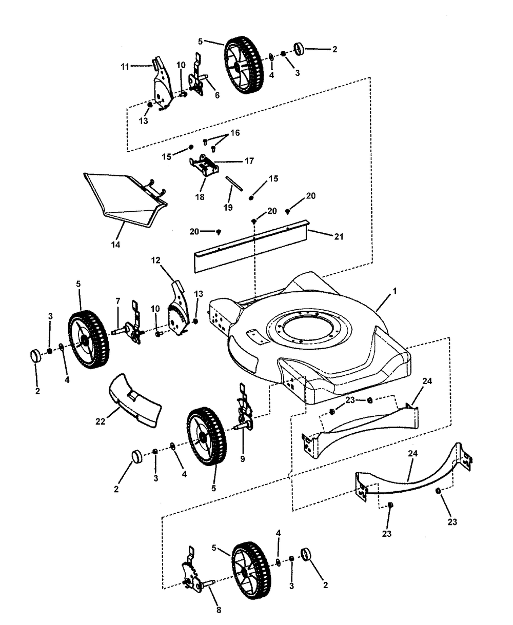 Deck Assembly - Push, Side Discharge Diagram and Parts List for 7800239-NMD2250 2008 Briggs and Stratton Lawn Mower